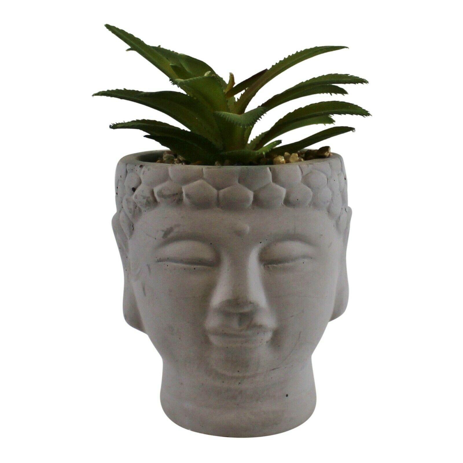 Small Artificial Faux Succulent in Buddha Head Plant Pot Ornament - Kporium Home & Garden