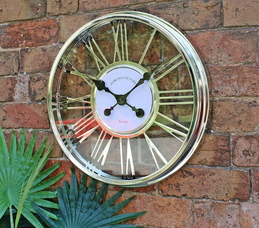 Large Metallic Silver Cut Out Wall Clock 45cm