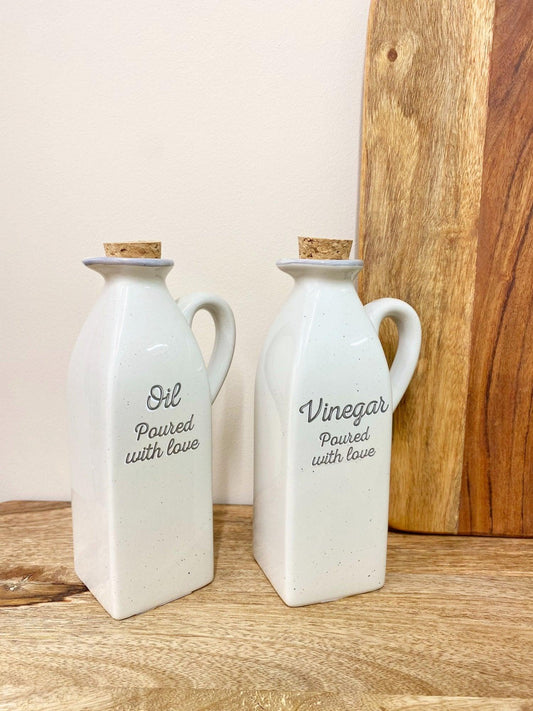 Antique Grey Oil & Vinegar Container Pourer Jugs