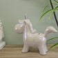 White Pearlised Ceramic Unicorn Money Box Gift - Kporium Home & Garden