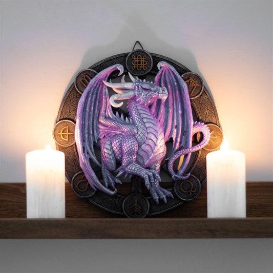 Samhain Purple Dragon Resin Wall Art Plaque by Anne Stokes