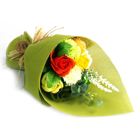 Scented Standing Soap Green Yellow Flower Bouquet - Bath Spa Gift