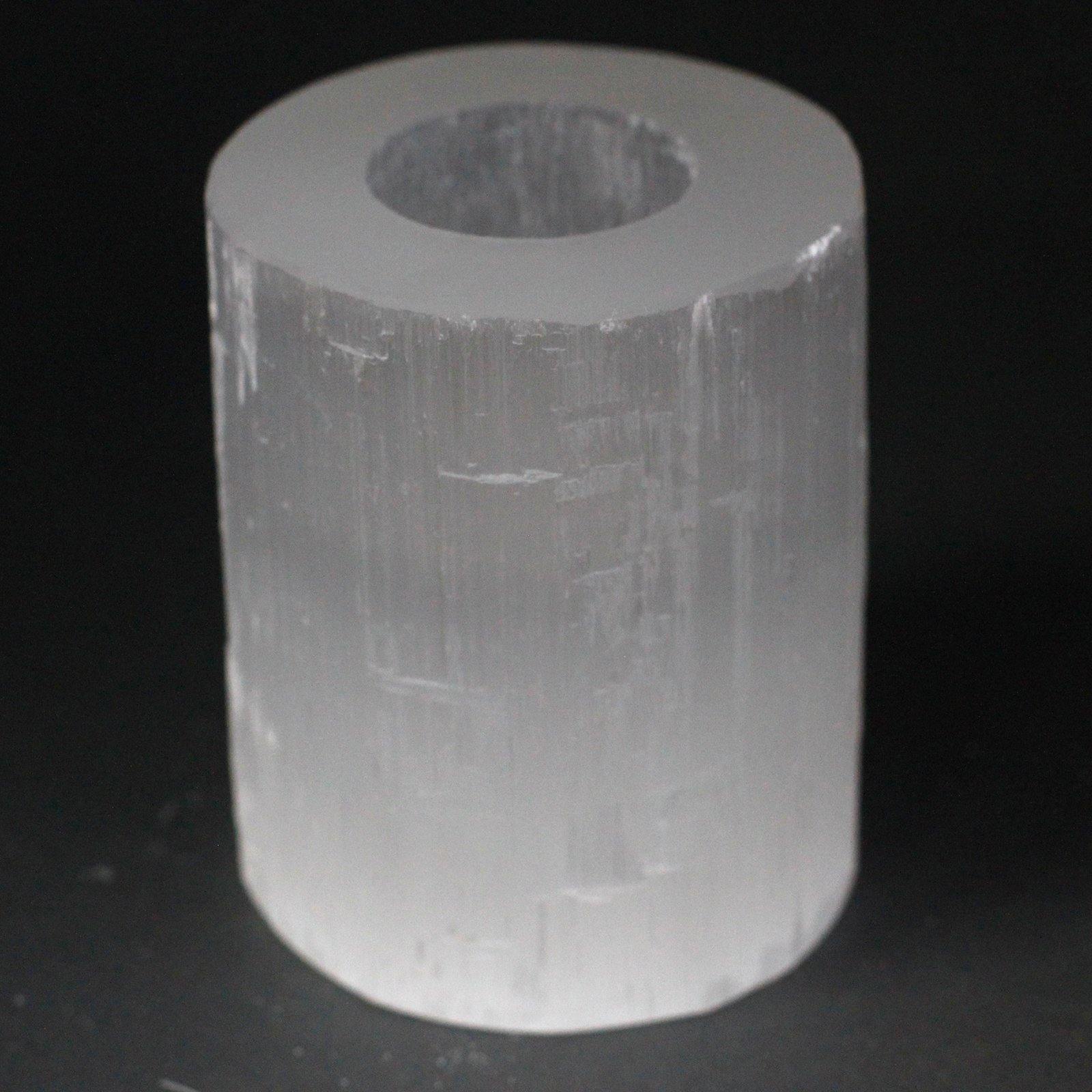 Natural Selenite Crystal 10cm Cylinder Candle Holders Healing Chakras - Home Inspired Gifts