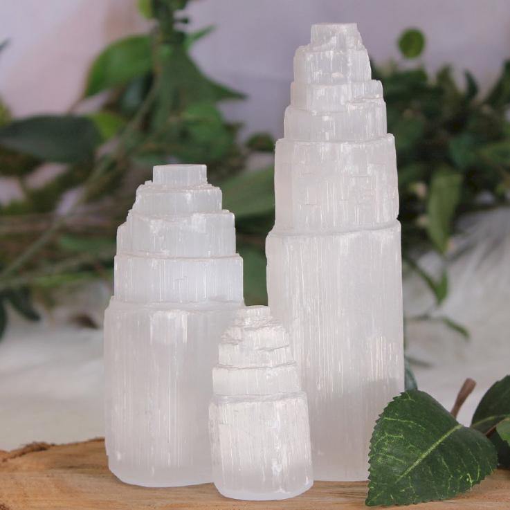 Selenite Tower Lamp 25cm Healing Crystal Chakra Meditation Spiritual - Home Inspired Gifts