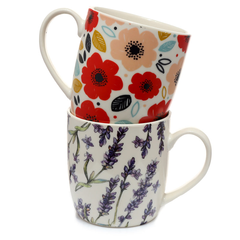 Set of 2 Porcelain Mugs Gift Set - Floral Pick of the Bunch