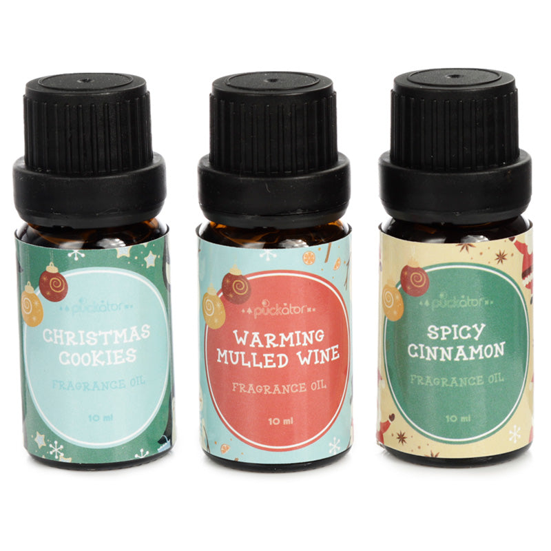 Set of 3 Eden Christmas Fragrance Oils - Cinnamon, Mulled Wine, Christmas Cookie