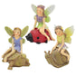 Set of 3 Fairy on Tortoise Snail and Ladybird Ornaments Garden Decoration