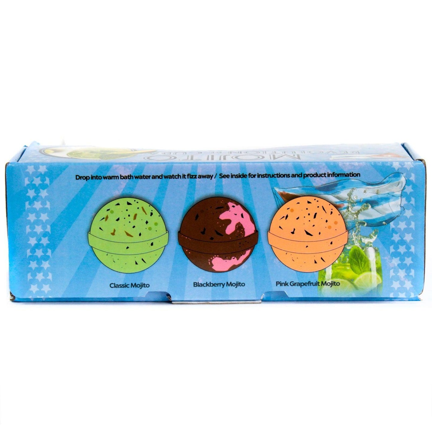 Set of Three Mojito Cocktail Scented Bath Bombs Gift Set 120g