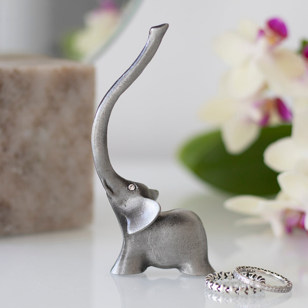 Silver Metal Elephant Ring Holder Jewellery Storage