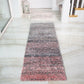 Soft Blush Pink Grey Textured Striped Shaggy Area Floor Rug Runner