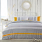 Stripes Ochre Yellow Grey Duvet Cover Reversible Bedding Set