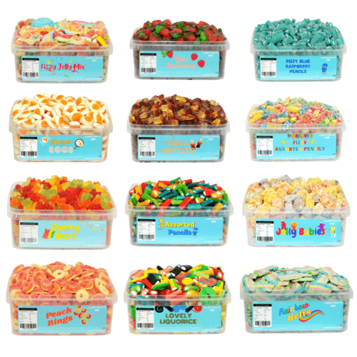 Sweets Tubs 800g Jelly Cola Bottles Worms Assorted Fizzy Party Mix