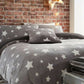 Teddy Bear Stars Fleece Sherpa Duvet Cover Set Soft Bedding - Grey