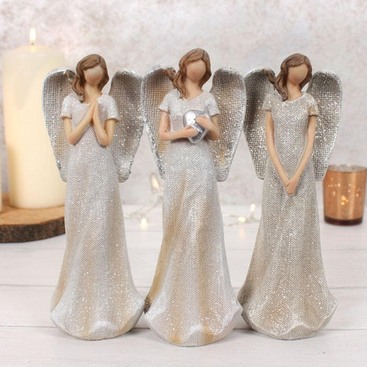 Trio of Small Glitter Angels Ornaments Decorative Gifts