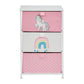 Unicorn Rainbow 3 Drawer Kids Storage Bedside Table - Pink White
