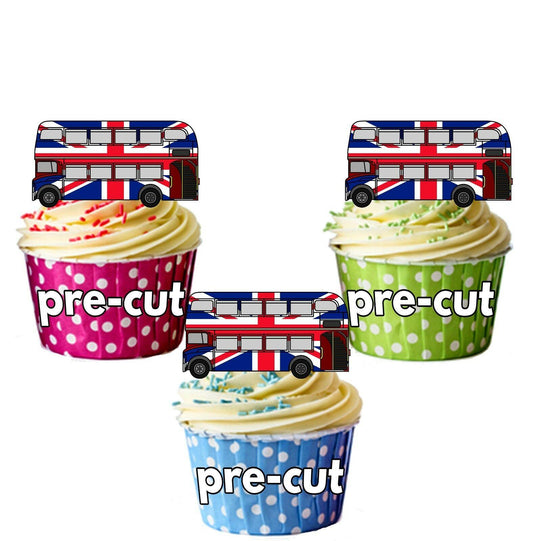 Union Jack Shaped Edible Wafer Cupcake Toppers Decorations