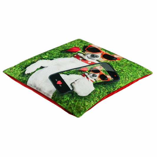 Velvet Selfie Dog with Phone Square Cushion Covers 45cm