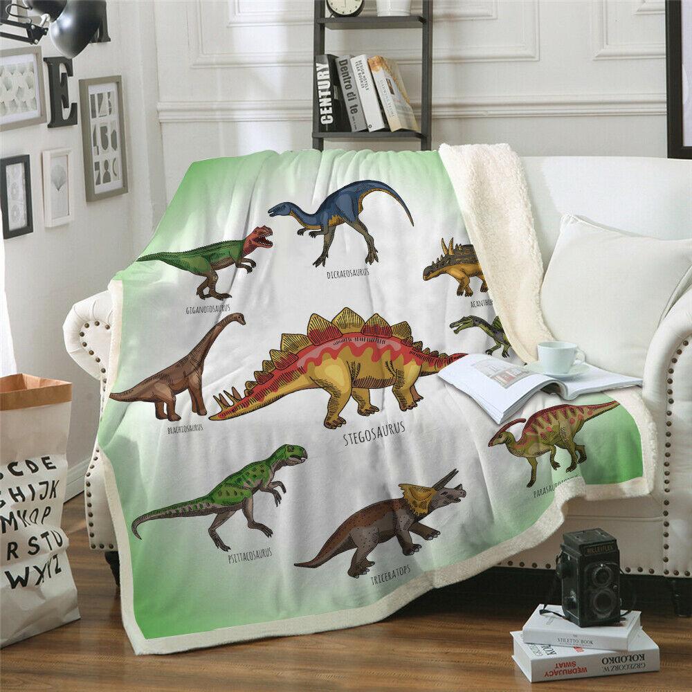 Warm Soft Fleece Blanket Throw - Multi Dinosaur Design