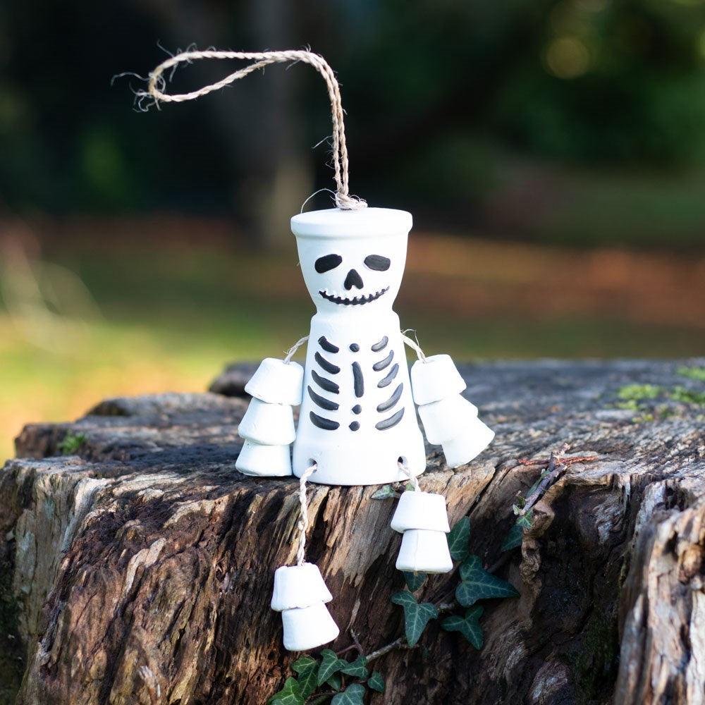 White Skeleton Terracotta Pot Man Garden Patio Ornament