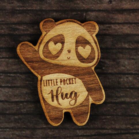 Wooden Animal Pocket Hug Token Gift On Keepsake Message Card - Various Designs