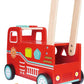 Wooden Fire Engine Push Along Walker Shape Sorter Blocks Activity Toy