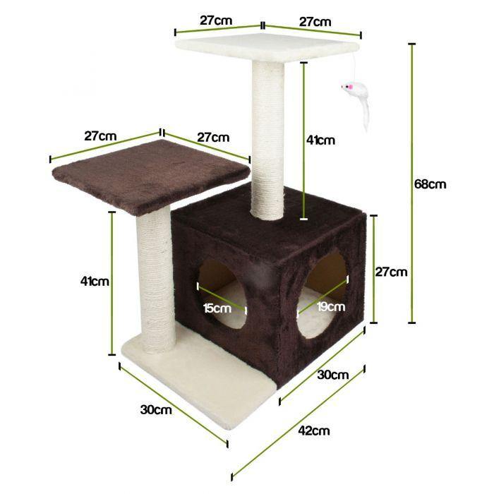 Cat Tree with Scratch Posts Toy - Brown Kitten Multi-Level Scratching Post House - Kporium Home & Garden