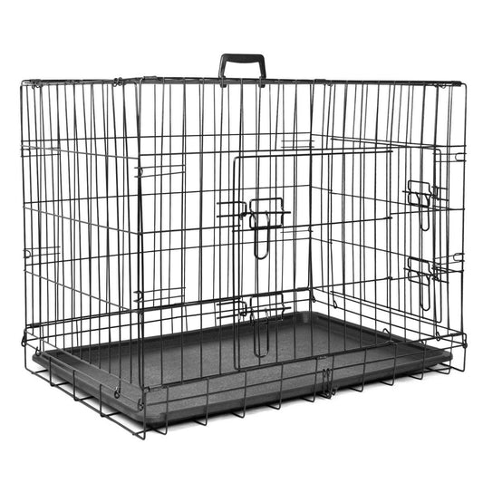 Large Black Metal Pet Crate Cage 30 Inch Dog Puppy Foldable Portable