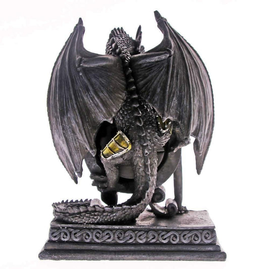 Black Gothic Dragon in Gold Armour with Sword Mantel Desk Clock Ornament Fantasy Gift - Kporium Home & Garden