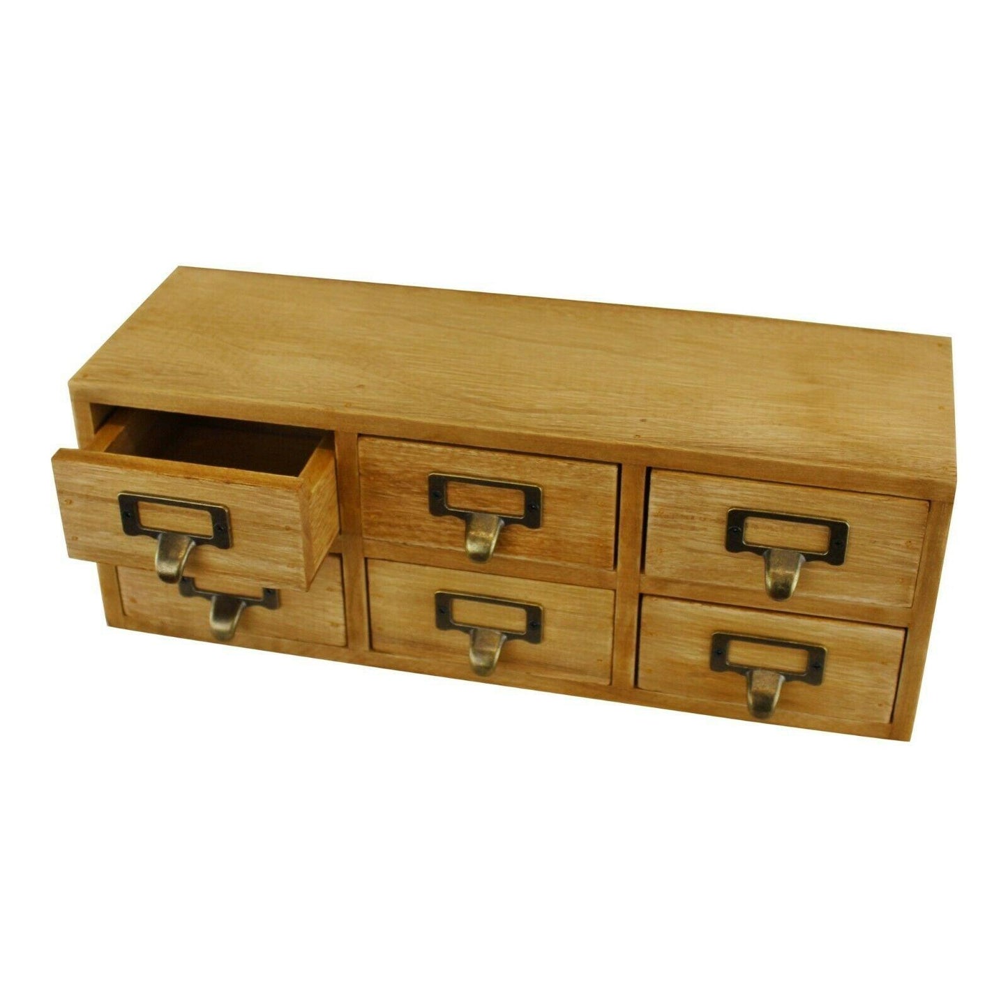 Wooden 6 Drawer Double Level Desktop Storage Unit Trinket Drawers