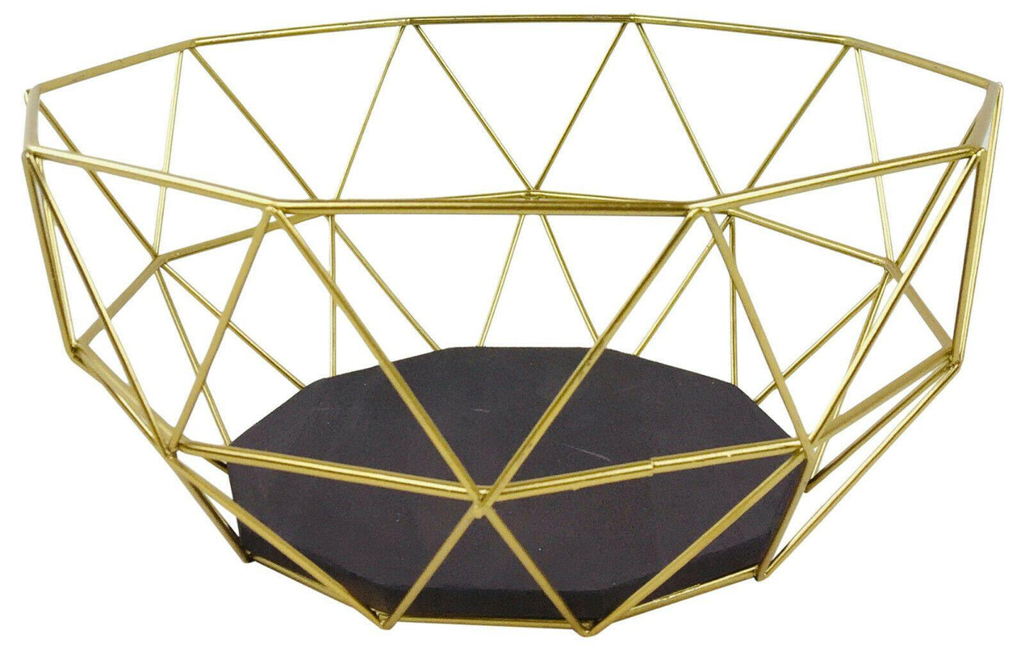 Golden Geometric Style Wire Fruit Storage Display Bowl - Home Inspired Gifts