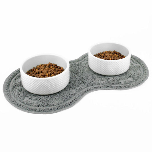 Grey Small Cat Dog Bowl Mat Rug Carpet Non Slip Kitten Puppy - Home Inspired Gifts