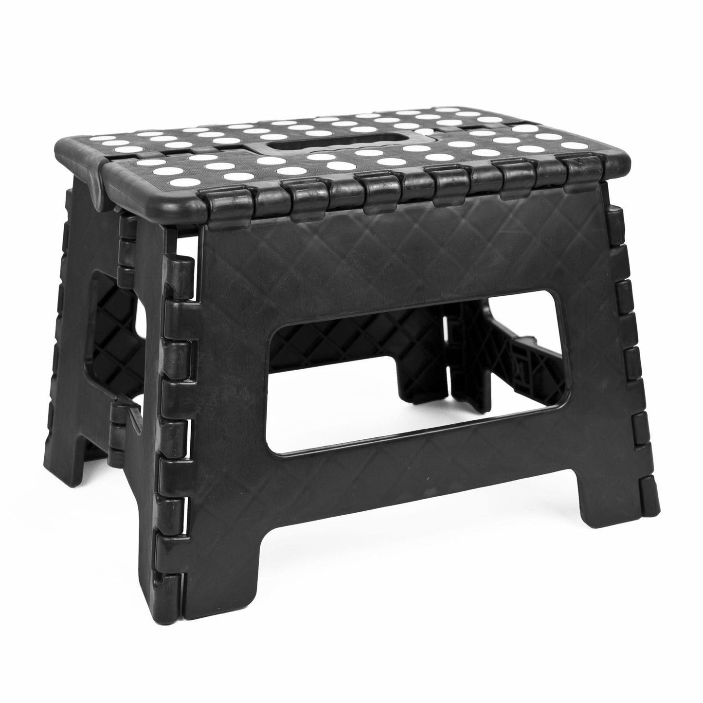 Black Small Folding Step Stool Portable with Handle Heavy Duty - Kporium Home & Garden