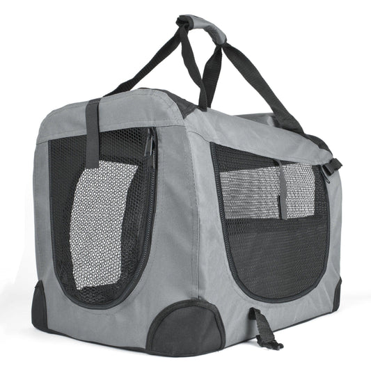 Small Soft Grey Pet Carrier Dog Cat Travel Portable Foldable
