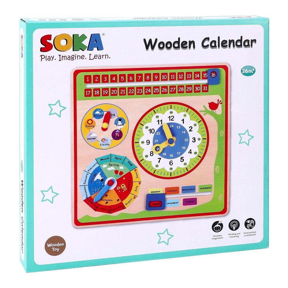 Kids Magnetic Wall Mountable Wooden Calendar Weather Board
