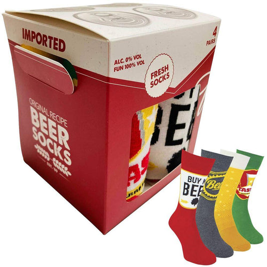 BOXT Men's Novelty 4 Pack Pairs Socks Set Beer Gift Box