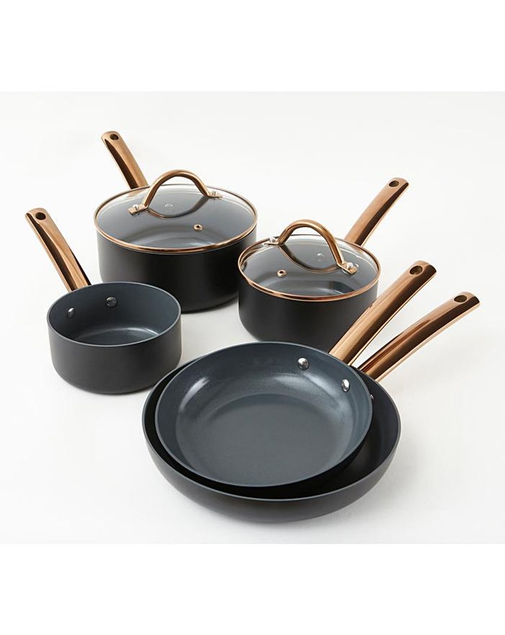 5pc Non-Stick Cookware Set Stainless Steel Healthy Cooking Copper