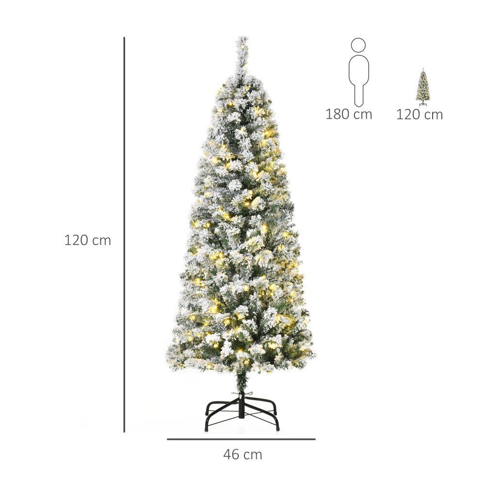 4ft Pre-lit LED Artificial Snow Flocked Green White Christmas Tree