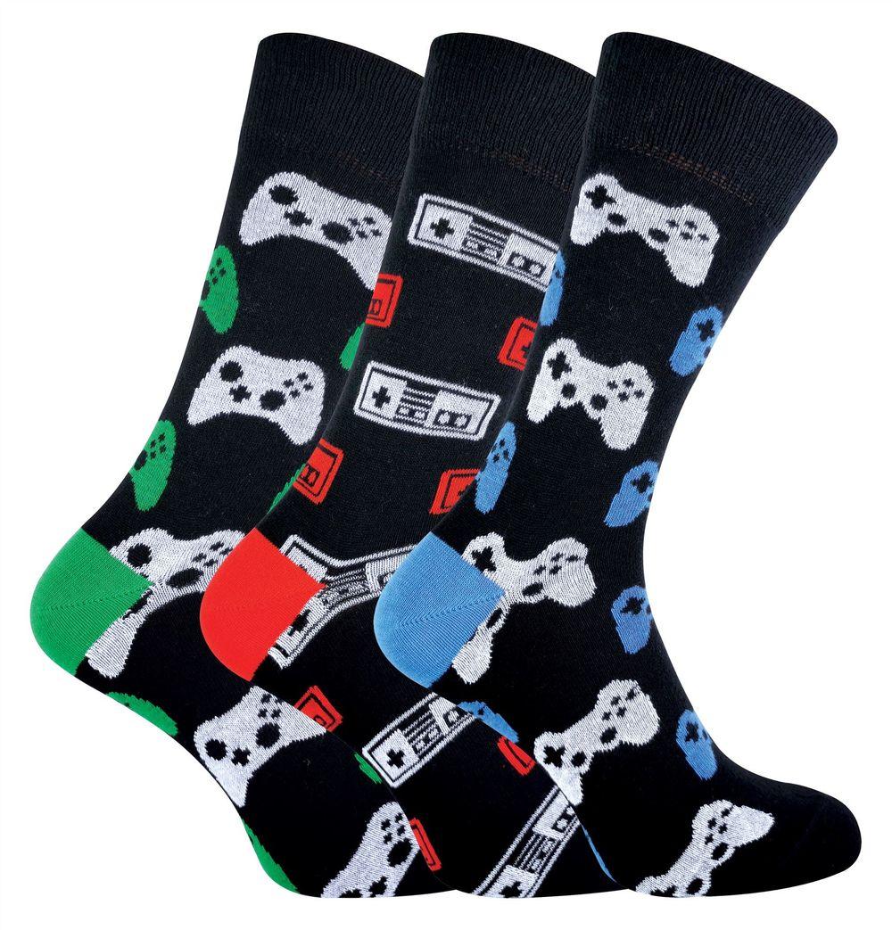 3 Pairs Mens Retro Gaming Pac Man Space Invaders Socks