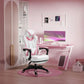 Ergonomic Reclining Swivel Office Gaming Chair with Footrest - Pink