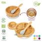 Bamboo Turtle Plate Bowl Spoon Set Stay-Put Suction Design - 6 Colours