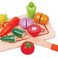 Kids Wooden Vegetable Cut Food Toy Kitchen Shopping Grocery Play Set