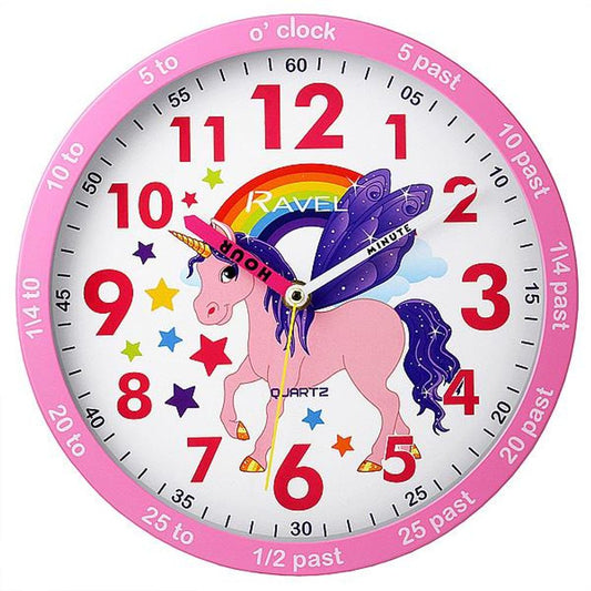 Time Teacher Unicorn Design Wall Clock For Kids Bedroom