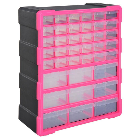 DIY Storage Organiser Unit with 39 Drawers Wall Mountable - Pink