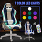 LED Light Leather Gaming Office Chair High Back Adjustable Height