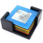 6pc Square Coloured Glass Photo Coaster Set with Holder