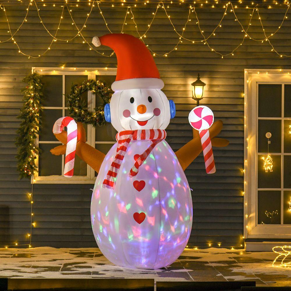 2.4m Christmas Rotating LED Inflatable Snowman with Candy Decoration