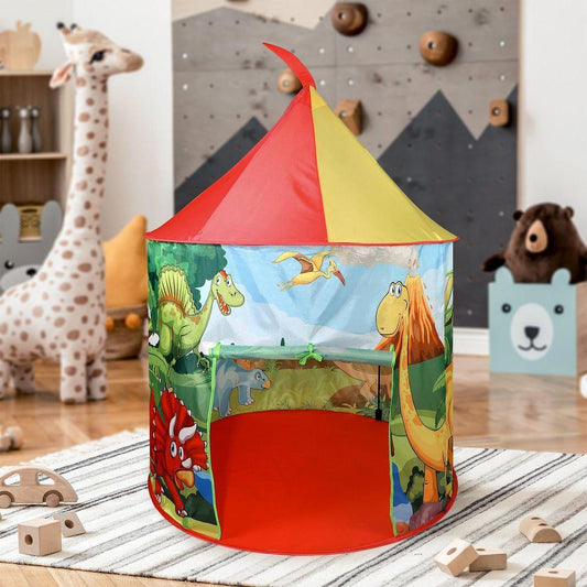 Dinosaur Play Tent Portable Foldable Red & Yellow Pop Up Garden Playhouse