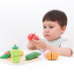 Kids Wooden Vegetable Cut Food Toy Kitchen Shopping Grocery Play Set